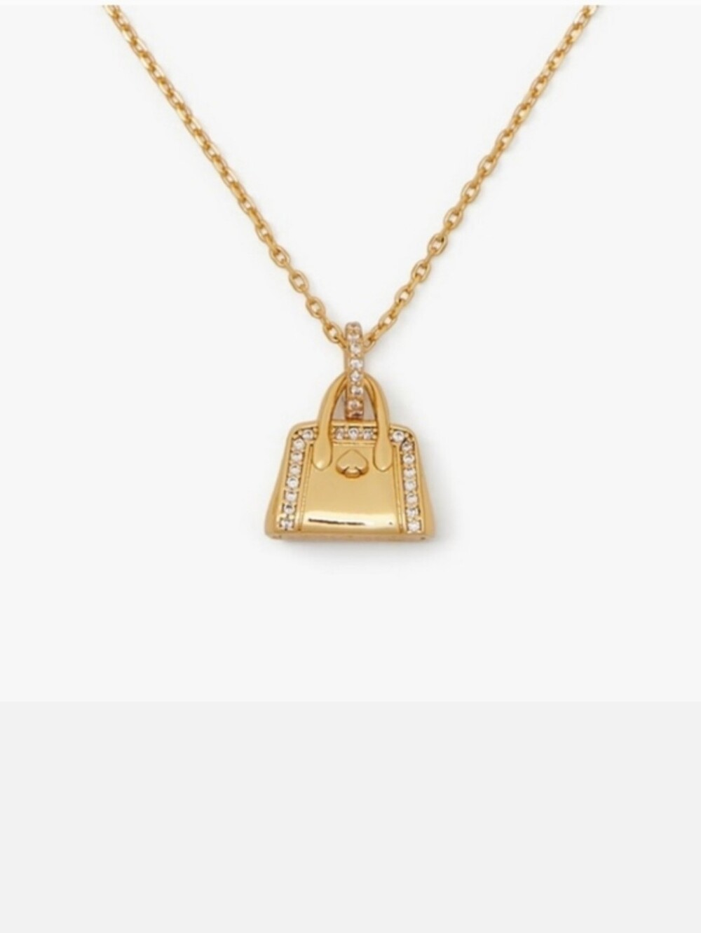 Kate Spade Hit The Town Knot Crystle Handbag pendent  necklace Elegant gold New
